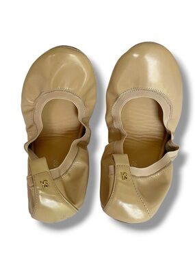 Yosi Samra Samara Foldable Leather Ballet Flats in Latte Size 8